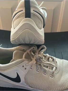 Nike Off-White Knit Trainers with Black Swoosh